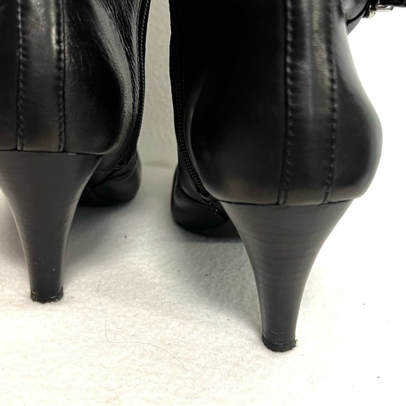 ANTONIO MELANI Tall Black Leather Heeled Boots Size 8.5M - Picture 7 of 11